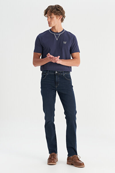 WRANGLER Тонка посадка Тонка посадка Тонка посадка Регулярна талія Вузька нога Техас чоловічі темно-сині бавовняні розтяжка джинси джинси штани