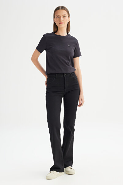 WRANGLER Flare Fit Regular Waist Wide Leg Black Stretch Jean Denim Trousers