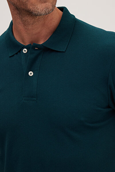 Tudors Ανδρικό μπλουζάκι με λεπτή εφαρμογή, βαμβακερό μαλακό υφασμάτινο μονόχρωμο μπλουζάκι με γιακά πόλο