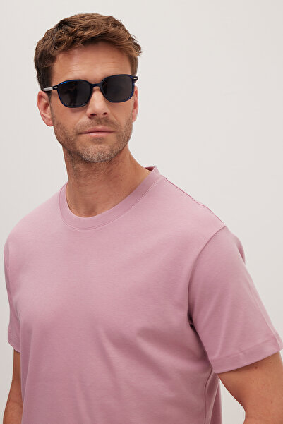 Tudors Μπλουζάκι Unisex Relax Fit Άνετο Κομμένο από 100% Βαμβάκι με μαλακή υφή, ελαφρώς χοντρό λιλά μπλουζάκι με λαιμόκοψη