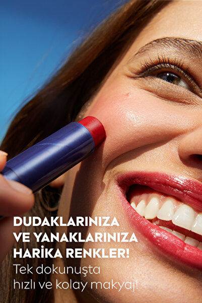 NIVEA Kırmızı Renkli Nemlendirici Dudak Bakım Kremi 4.8gr, SPF30,Allık Etkisi, Dudak Ve Yanak, E Vitamini