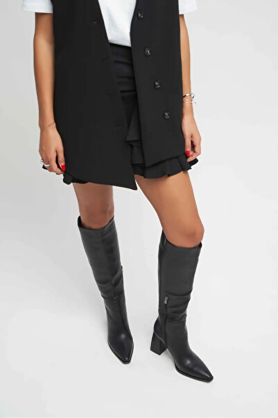 NİŞANTAŞI SHOES Cizme de damă cu toc Jules negru mat cu fermoar