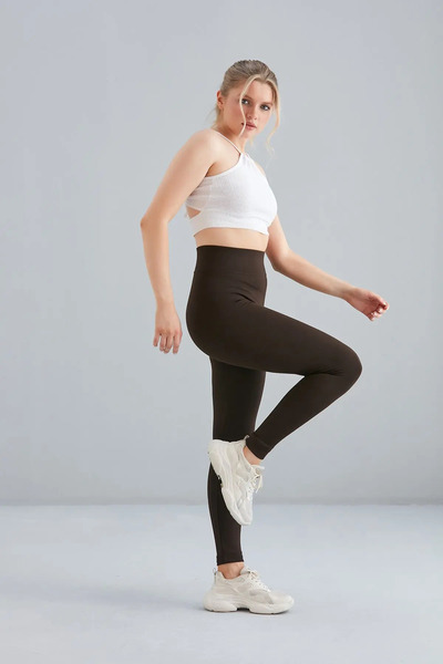 Dream Style Brown Fleece Women's Leggings with High Waist Recovery Corset - S...