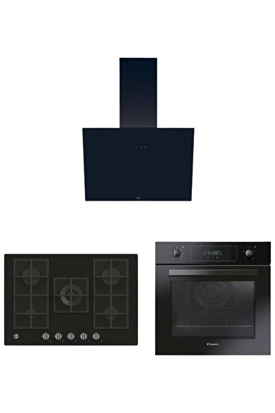 Hoover Allegra Siyah Ankastre Set (FCP405N/E Fırın + HVG74K3B 75 cm Ocak + HDG6C1GBTK  Davlumbaz)