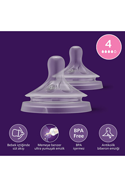 Philips Avent Doğal Tepkili 2li Biberon Emziği No4 3 Ay Scy964/02