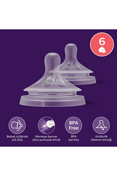 Philips Avent Doğal Tepkili 2li Biberon Emziği No 6 6 Ay Scy966/02