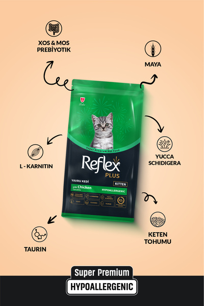 Reflex Plus Hipoalerjenik Tavuklu Yavru Kedi Maması 1,5 kg