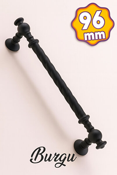 Badem10 Burgu Mat Siyah (96 MM - 9.6 CM) Metal Mobilya Mutfak Çekmece Dolabı ...