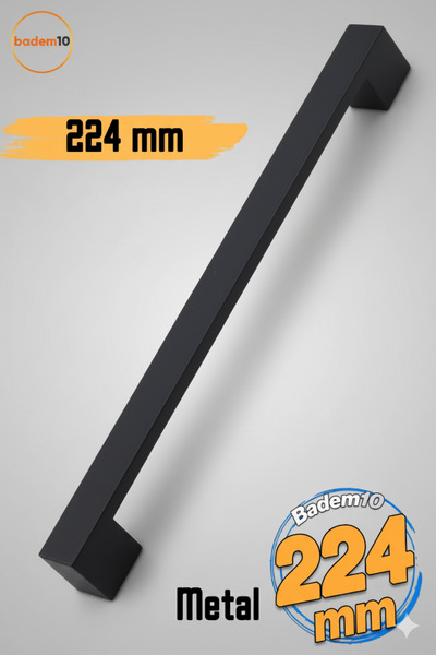Badem10 Cemre 224 mm SİYAH Mobilya Mutfak Çekmece Dolap Dolabı Kapak Kulbu Ku...
