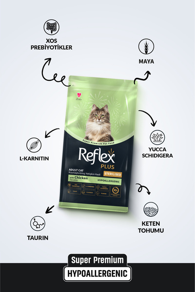 Reflex Plus Hipoalerjenik Kısırlaştırılmış/Sterilized Tavuklu Yetişkin Kedi Maması 1,5 kg