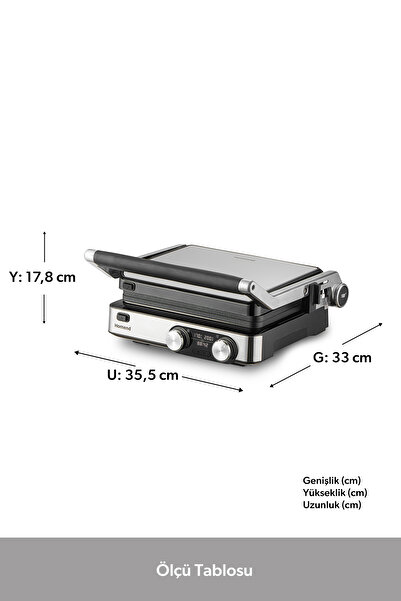 HOMEND Grilliant 1340H 4 Slice Capacity Inox Body Cast Iron Plate Toaster and Grill Machine
