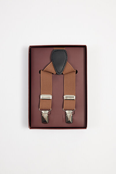 Tudors Erkek Düz Ince Altın Renk Pantolon Askısı
