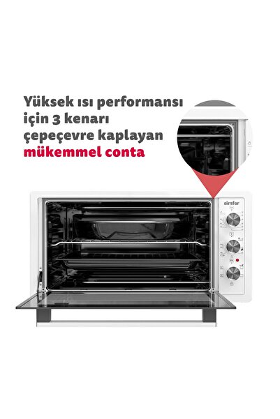 Simfer 3426 İnox Gri 34 LT Statik Mini/Midi Fırın - 4 Fonksiyon, Programlanabilir Pişirme & Isı Kontrol
