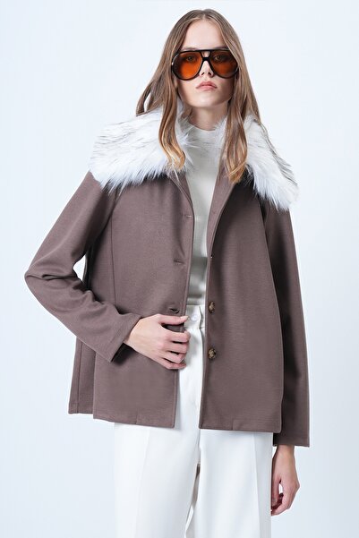 Trend Alaçatı Stili Kadın Vizon Yaksı Çıkabilen Süni Kürklü Gizli Cepli Kaşe ...