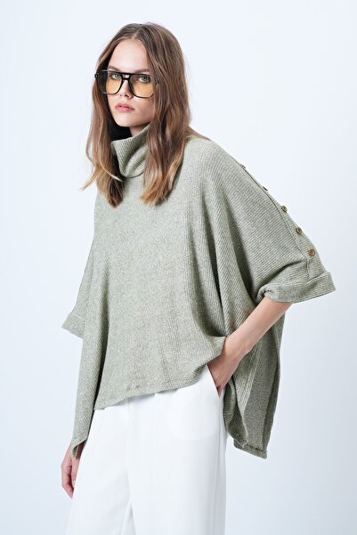 Trend Alaçatı Stili Γυναικείο Νεροπράσινο Πλεκτό Πανσό με Λεπτομέρεια με Κουμπιά Ολόσωμο Πλεκτό Πανσό ALC-X14631