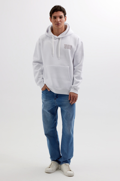 Tudors Βαμβακερό φούτερ με κουκούλα με κουκούλα σε λευκό φλις