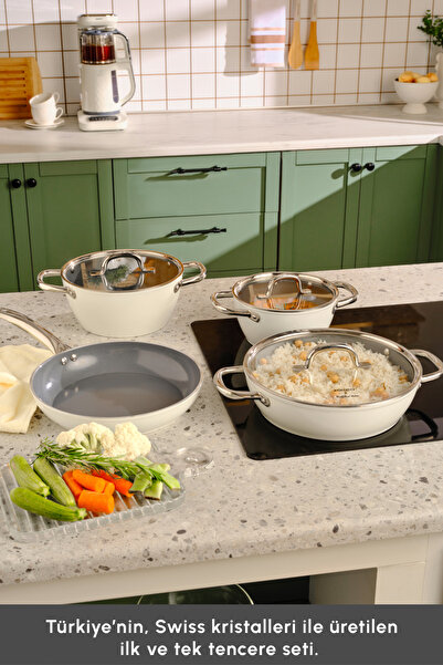 Karaca x Refika Swiss Crystal 7 részes edények és serpenyők fém fogantyúkkal