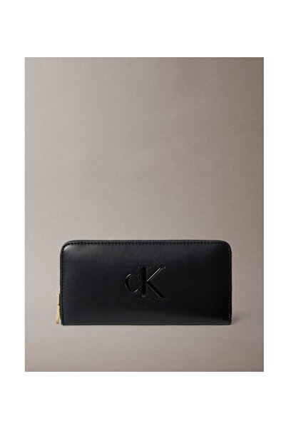 Calvin Klein Women Black Bold Long Zip Around Wallet