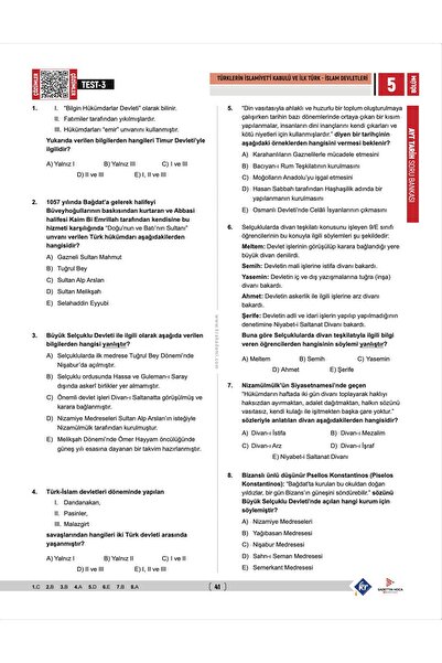 KR Akademi Yayınları Sadettin Hoca AYT Tarih Soru Bankası - Sadettin Akyayla