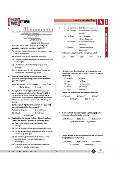KR Akademi Yayınları Sadettin Hoca AYT Tarih Soru Bankası - Sadettin Akyayla