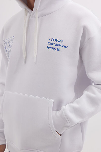 Tudors Βαμβακερό φούτερ με κουκούλα με κουκούλα σε λευκό φλις