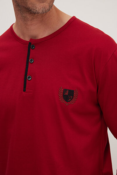 Tudors Men's Standard Fit Regular Cut 100% Cotton Crew Neck Elastic Waist Black Pajama Set