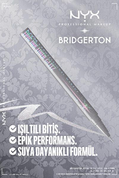 NYX Professional Makeup Bridgerton Koleksiyonu Işıltılı Eyeliner Paleti - 01 Glitzed In Silver