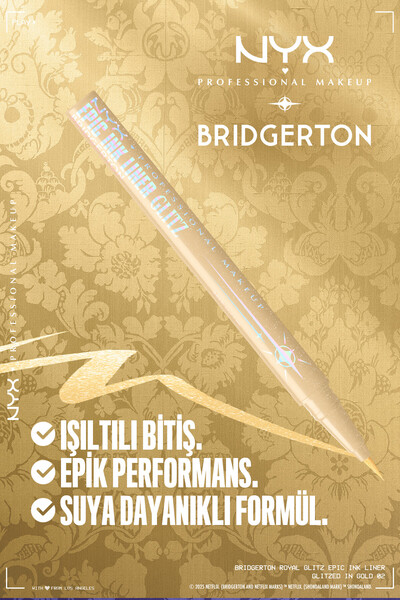 NYX Professional Makeup Bridgerton Koleksiyonu Işıltılı Eyeliner Paleti - 02 Glitzed In Gold