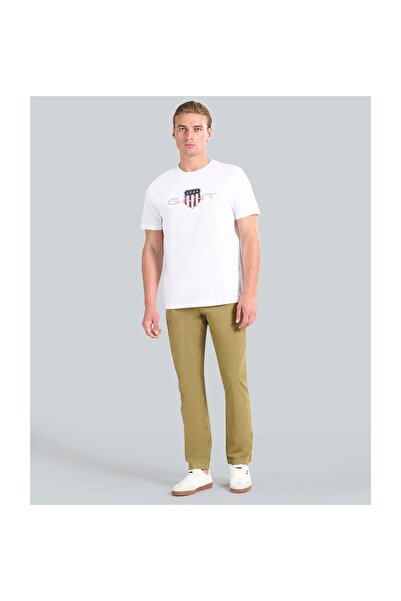 Gant Pánske tričko s logom Archive Shield, bežný strih (biele)