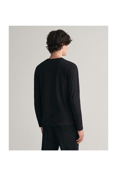 Gant Pánske tričko s dlhým rukávom 2004058 Čierne