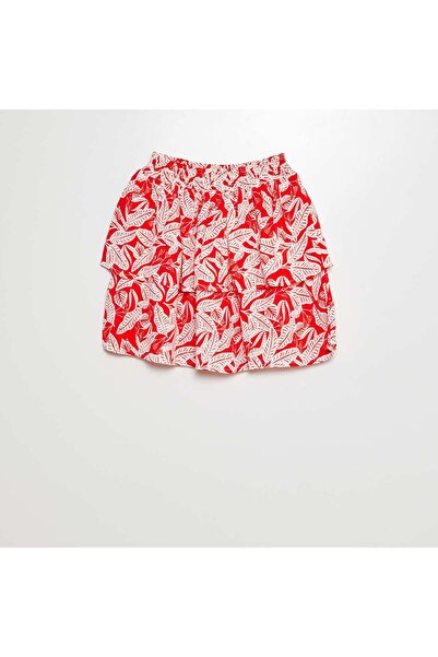 KIABI Short ruffled and printed skirt RED