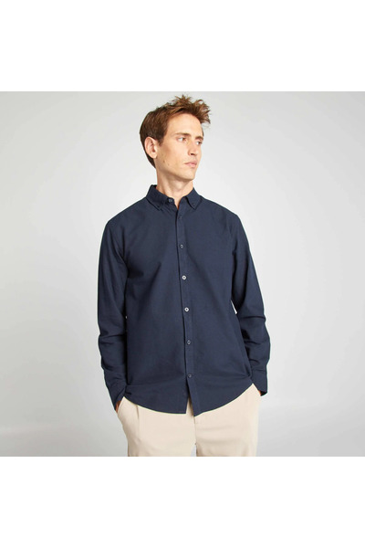 KIABI قميص أكسفورد أزرق بقصّة عادية