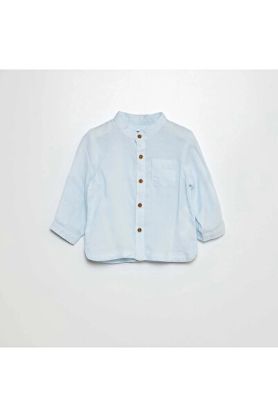 KIABI قميص خفيف الوزن مع ياقة ماندرين باللون الأزرق