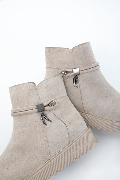 SOHO Μπεζ σουέντ γυναικείες μπότες & μποτάκια 21041