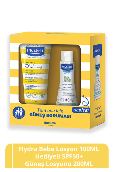 Mustela SPF 50+ Güneş Koruyucu Tüm Cilt Tipleri Bebek Çocuk Yetişkin 200ml+Hy...