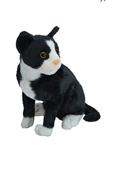 Şeker Adası Miyavlayan Oturan Gerçek Görünümlü Peluş Siyah Smokin Kedi 27 Cm 62441