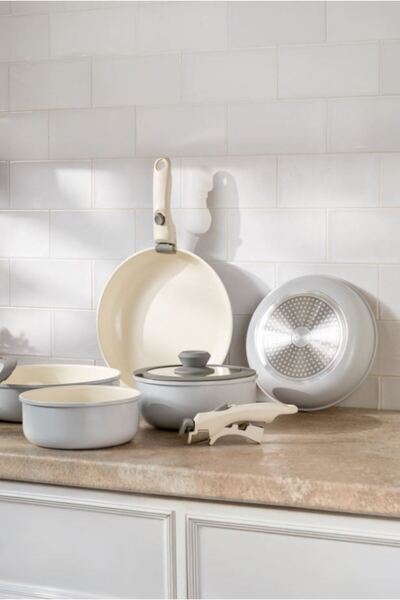 Emsan Easy Click Cookware Set Light Gray