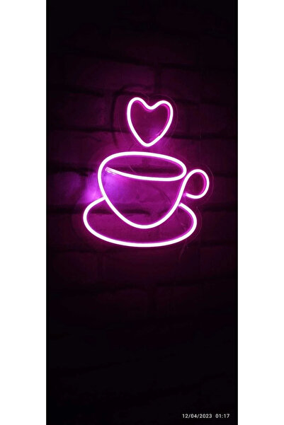 Genel Markalar Kalpli Neon Led Fincan 12 V Dekoratif Tasarım Love Coffee Neon Led