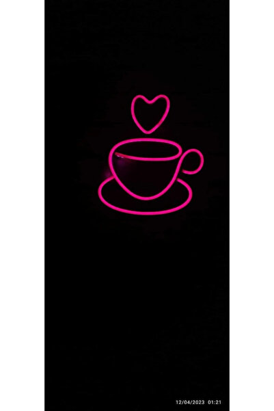 Genel Markalar Kalpli Neon Led Fincan 12 V Dekoratif Tasarım Love Coffee Neon Led