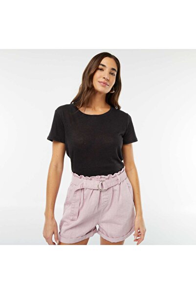 KIABI تي شيرت من مزيج الكتان باللون الأسود