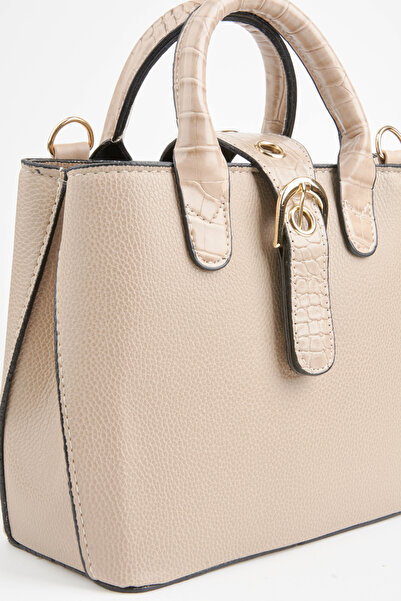 Vivaq Geantă de mână și de umăr pentru femei, din piele de nurcă, cu mâner croco, cu 2 compartimente, închidere cu fermoar