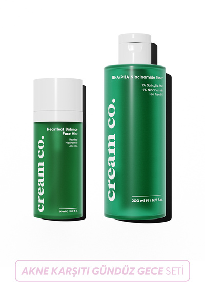 Cream Co. Akne Karşıtı Gözenek Sıkılaştırıcı Arındırıcı Ferahlatıcı Yağ Dengeleyici Gündüz Gece Seti
