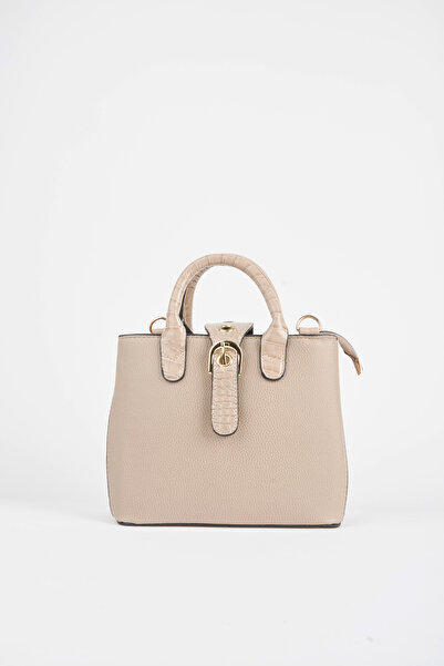 Vivaq Geantă de mână și de umăr pentru femei, din piele de nurcă, cu mâner croco, cu 2 compartimente, închidere cu fermoar