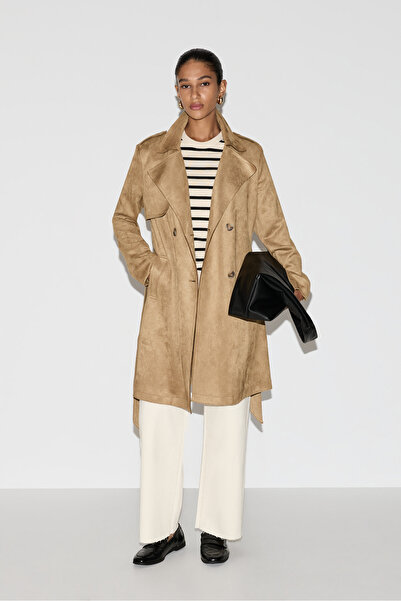 LEFTIES Dámský trenčkot z umělého semiše