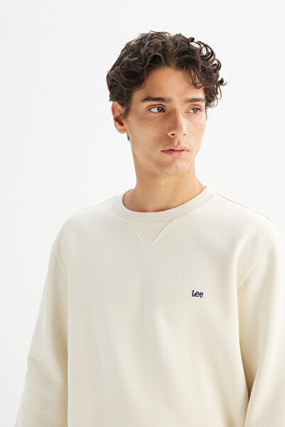Lee Crew Neck 100% Cotton Regular Fit Off-White Sweatshirt