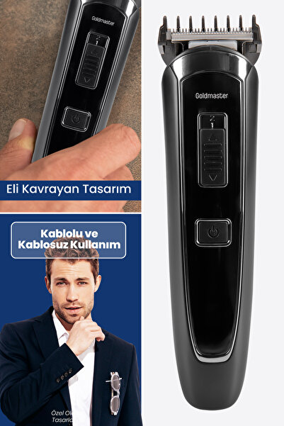 GOLDMASTER Civan 15in1 Kablolu Kablosuz Li-ion Bataryalı Adaptörlü Hızlı Şarjlı Full Erkek Bakım Seti Kiti