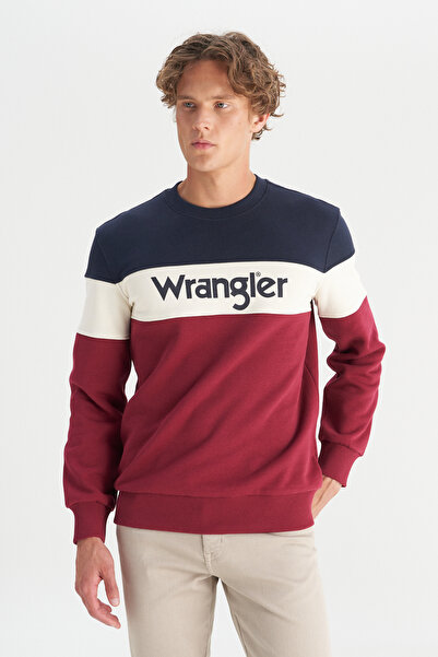 WRANGLER Regular Fit Normal Kesim Bisiklet Yaka İçi Polarlı Bordo Sweatshirt