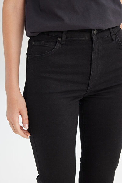 WRANGLER Flare Fit Regular Waist Wide Leg Black Stretch Jean Denim Trousers