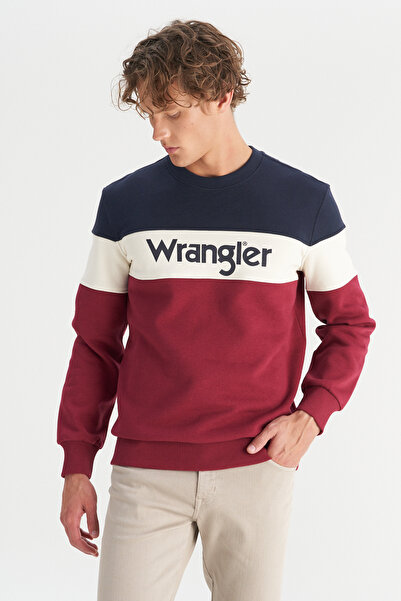 WRANGLER Regular Fit Normal Kesim Bisiklet Yaka İçi Polarlı Bordo Sweatshirt