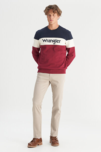 WRANGLER Regular Fit Normal Kesim Bisiklet Yaka İçi Polarlı Bordo Sweatshirt